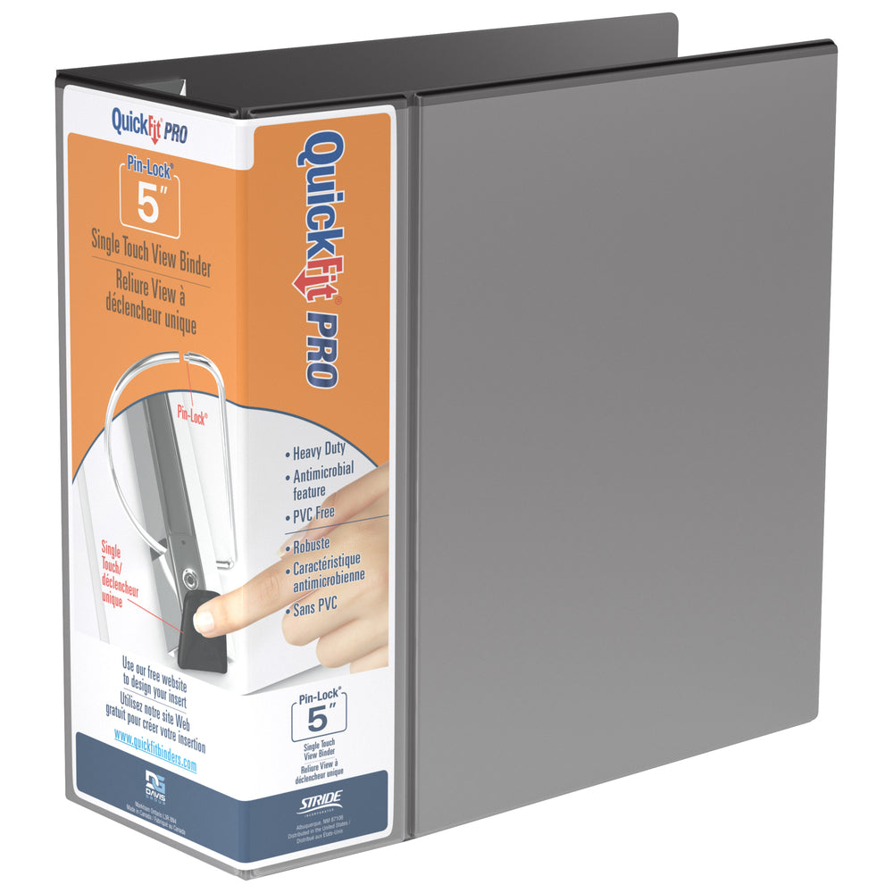 Davis Group QuickFit Pro HD Single Touch Pin-Lock 5" View Binder - Black