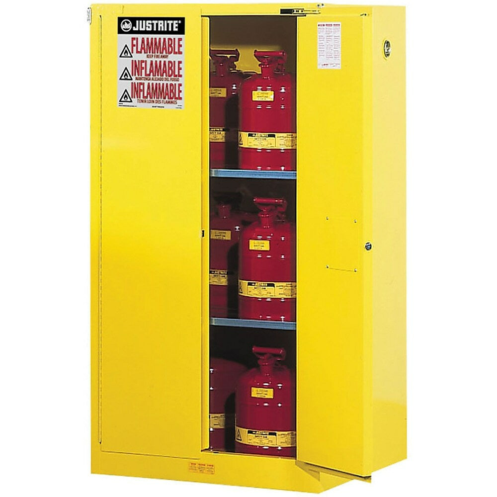 Justrite Sure-Grip Ex Flammable Storage Cabinets - 2 Doors - Self-Closing - 34" x 34" x 65"