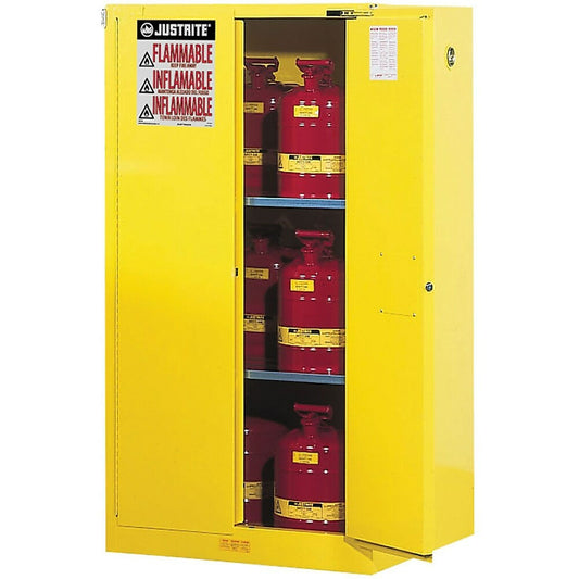Armoires de rangement Justrite Sure-Grip Ex pour produits inflammables - 2 portes - Fermeture automatique - 34" x 34" x 65"