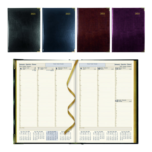 Brownline 2025 Executive Weekly Planner - 10-3/4" x 7-3/4" - Assorted Colours - Trilingual