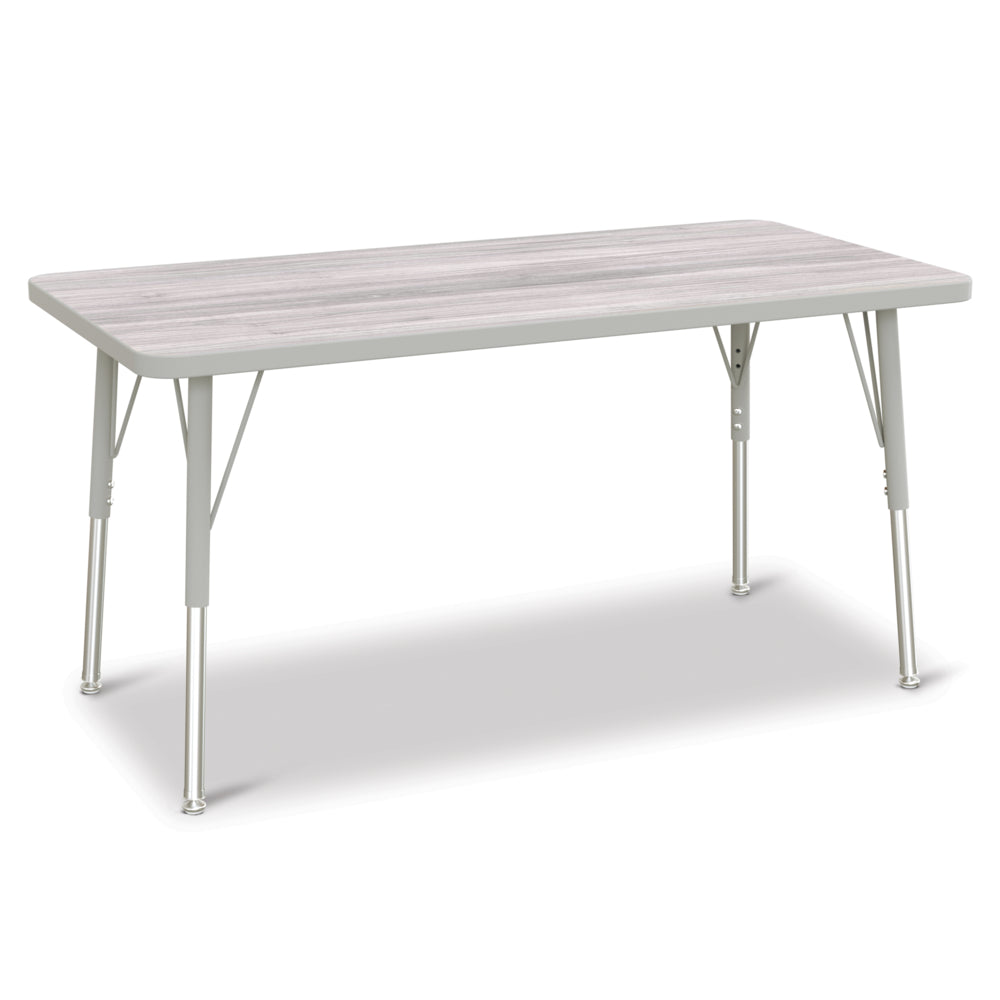Table d'activités rectangulaire Jonti-Craft Berries - 24" x 48" - 24-31"H - Gris bois flotté/gris