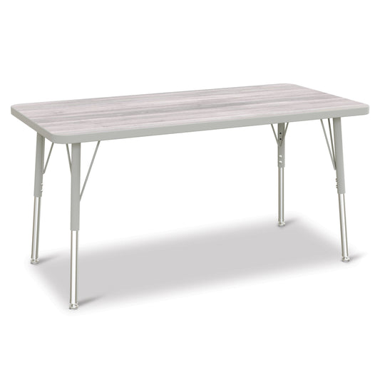 Jonti-Craft Berries Rectangle Activity Table - 24" x 48" - 24-31"H - Driftwood Grey/Grey