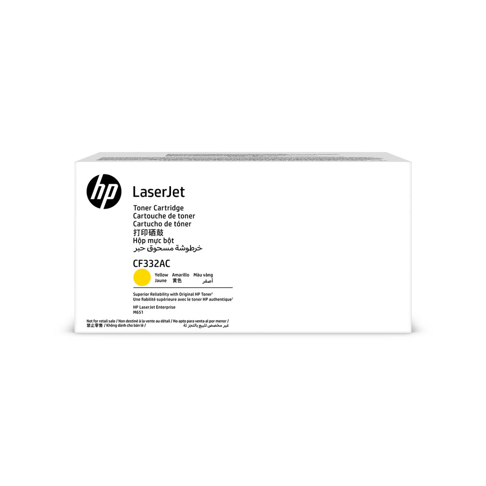 Cartouche de toner LaserJet jaune d'origine HP 654A (CF332A)
