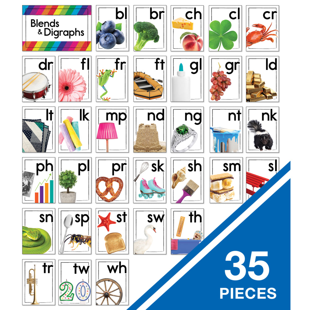 Carson Dellosa Blends &amp; Digraphs Ensemble de 35 tableaux d'affichage