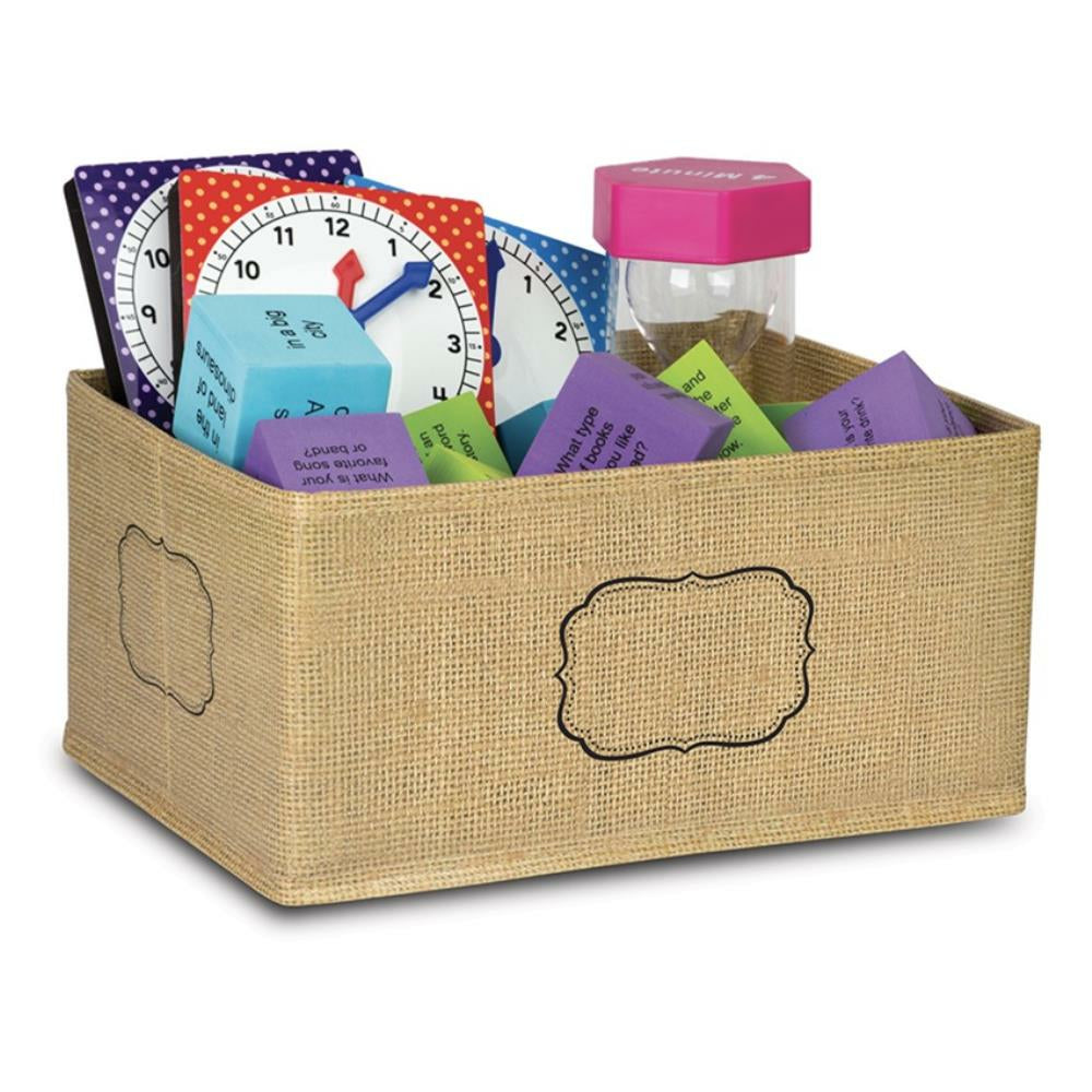 Petit bac de rangement en toile de jute