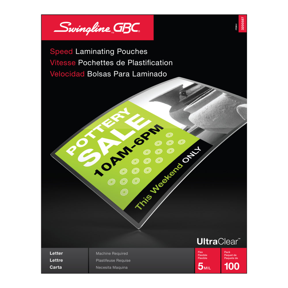 Pochettes de plastification thermique Swingline, format lettre, 5 mil, paquet de 100