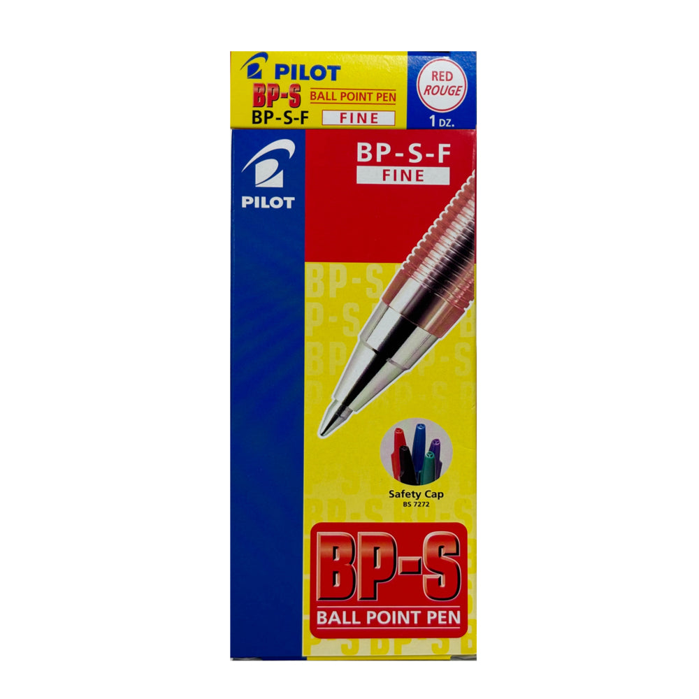 Stylo à bille Pilot BPS - Pointe fine - 0,7 mm - Rouge - Lot de 12
