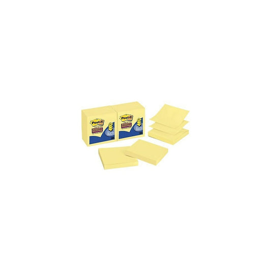Notes pop-up super adhésives Post-it - 7,6 x 7,6 cm - Jaune canari - 540 feuilles - Paquet de 6
