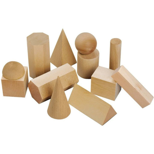 SI Manufacturing Mini Wooden Geometric Solids - 12 Set