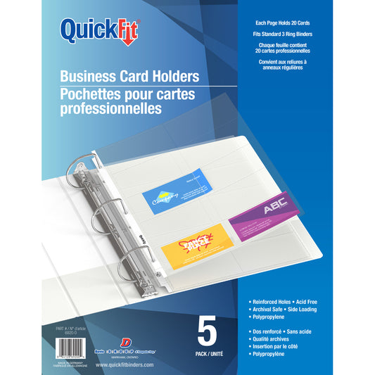 Davis Group QuickFit Business Card Holder Pages- Letter Size - 5 Pack