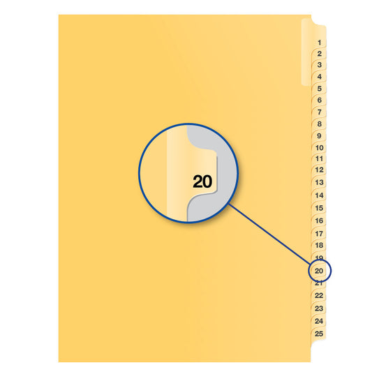Legal Exhibit Dividers Buff #20 Letter Size, Pack of 25