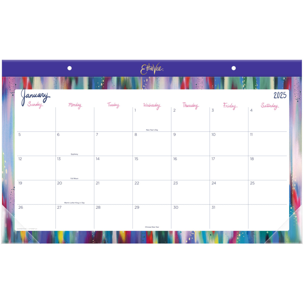 Sous-main mensuel Cambridge 2025 EttaVee Brush Stroke - 27,7 cm (H) x 44,9 cm (L) - Anglais