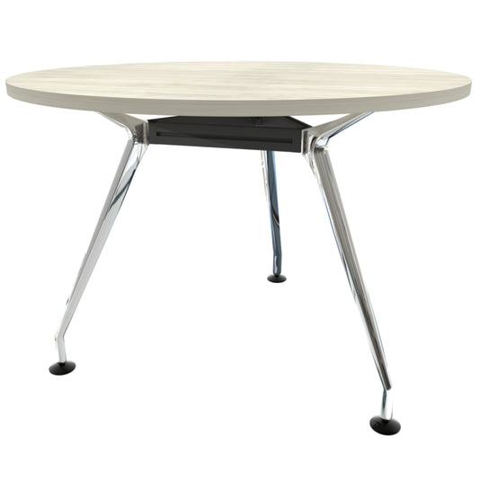 Heartwood HDL Innovations Upscale 5 person Round Meeting Table - Winter Wood Chrome