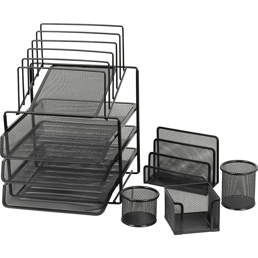 Staples Mesh Wire Desk Set - Black - 5-Piece Set