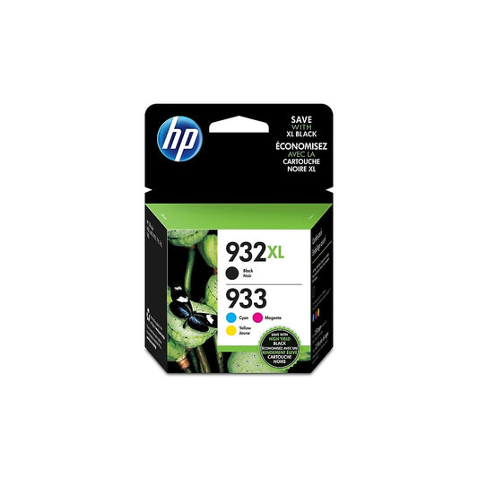 Cartouches d'encre d'origine HP 932XL noir haute capacité et 933 cyan, magenta et jaune, lot de 4 (N9H62FN)