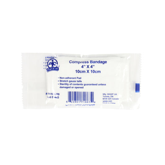 Wasip Compress Bandage - 10cm W x 10cm L - 6 Pack