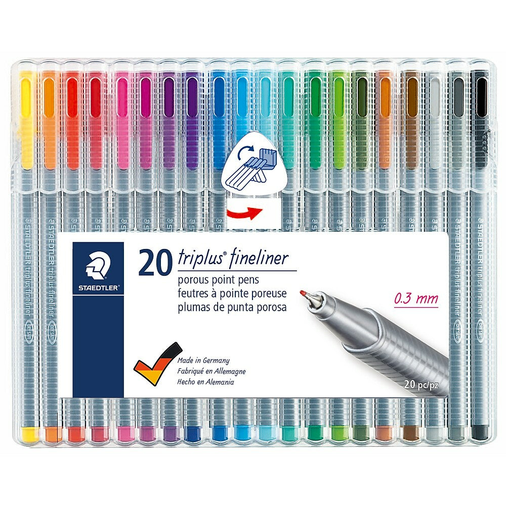 Feutres fins Staedtler Triplus - Couleurs assorties - Paquet de 20
