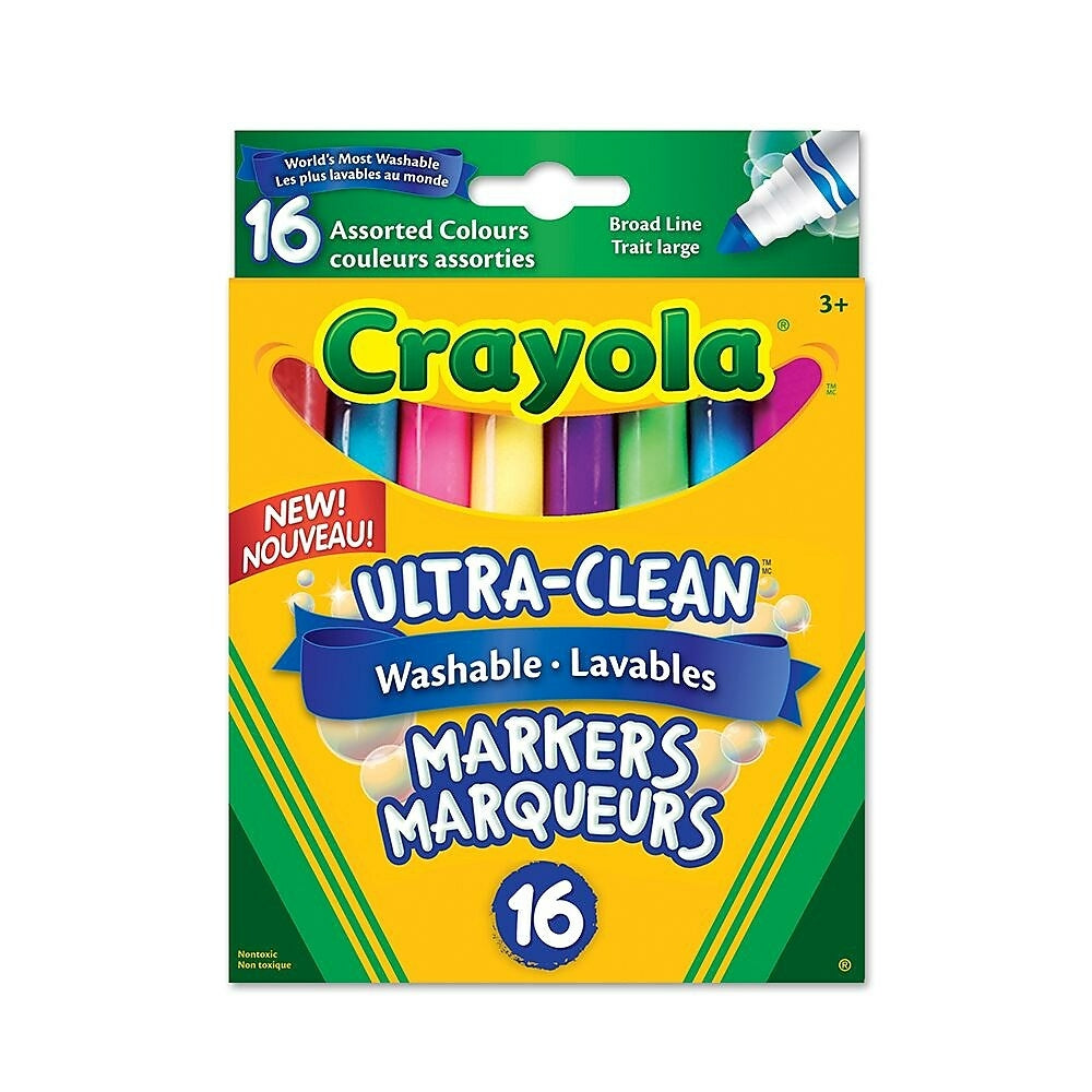 Collection de marqueurs lavables Crayola, couleurs assorties, paquet de 16