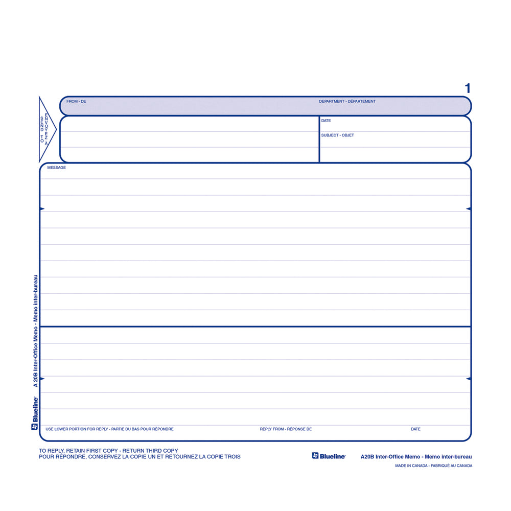 Blueline A20B Bilingual Inter-Office Memos - 250 Pack