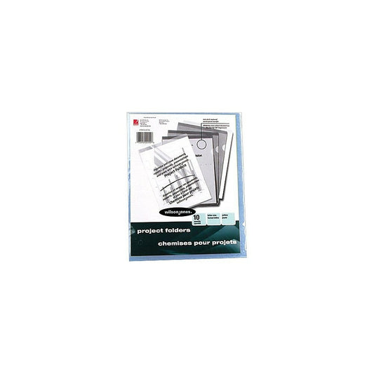 Chemises de projet Wilson Jones Poly, format lettre, bleu, paquet de 10