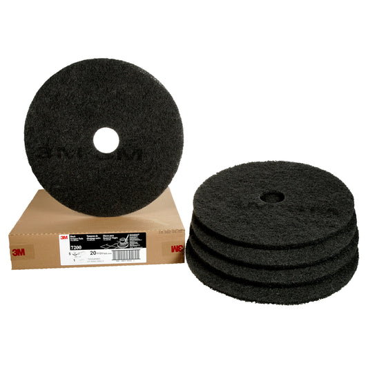 3M Industrial Heavy Duty Stripper Pads - Black - 20" - 5 Pack