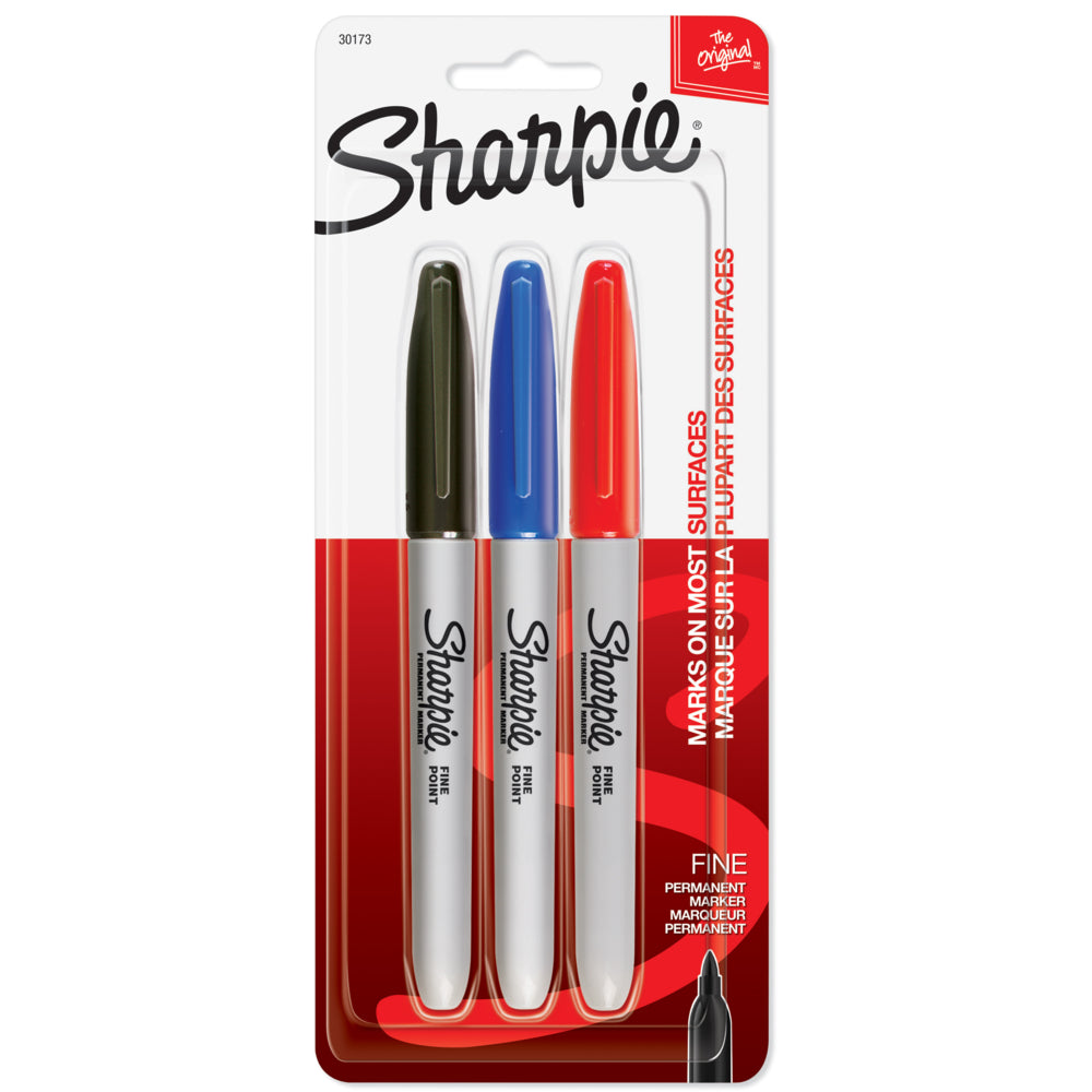 Marqueurs permanents Sharpie à pointe fine – Assortis – Lot de 3
