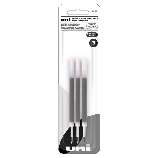 uni-ball Erasable Gel Pens Refill - Medium Point (0.7mm) - Black - 3 Pack