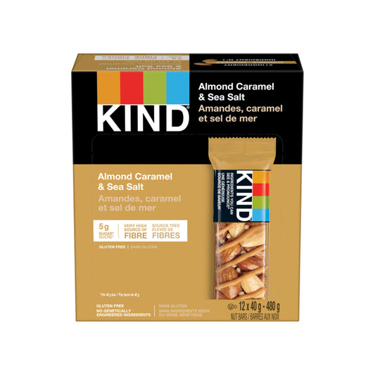 KIND - Caramel aux amandes et sel de mer - 40 g - Paquet de 12
