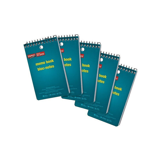 Bloc-notes Staples - 3" x 5" - 60 feuilles - Paquet de 5