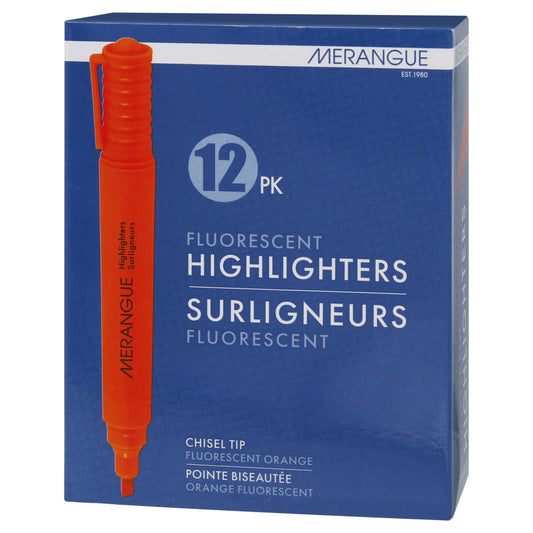 Merangue Chisel Tip Tank-Style Highlighters - Orange - 12 Pack