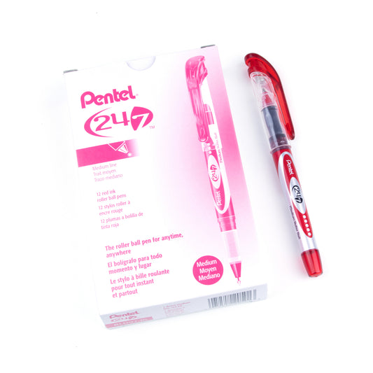 Pentel Rollerball Pen - 0.7mm - Red - 12 Pack