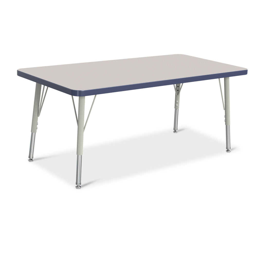 Jonti-Craft Berries Rectangle Activity Table - 24" x 48" - 15-24"H - Freckled Grey/Navy