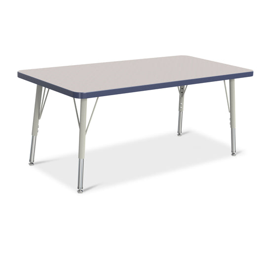 Jonti-Craft Berries Rectangle Activity Table - 24" x 48" - 15-24"H - Freckled Grey/Navy