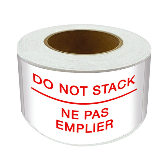 SPC 'Do Not Stack' Die Cut Labels - Red/ White - 3" x 5" - 500/Roll