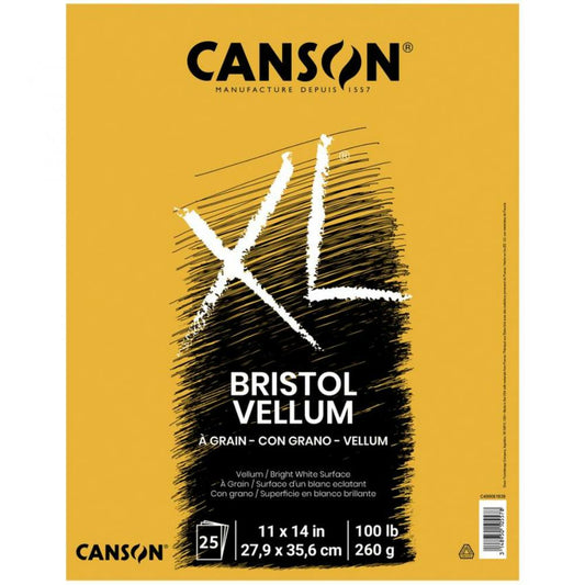 Canson XL Bristol Vellum Pad, 100lb/260g., 11"x14", 25 Sheets