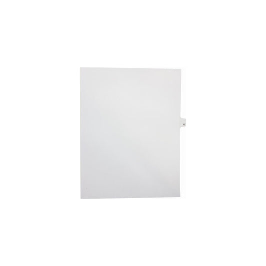 Onglets Sterling Alpha Singles, lettre K, blancs, format lettre, coupe 1/26e, paquet de 25