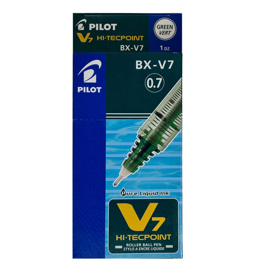 Pilot Hi-Tecpoint BXV7 Rollerball Pen - Fine Point - 0.7 mm - Green - 12 Pack