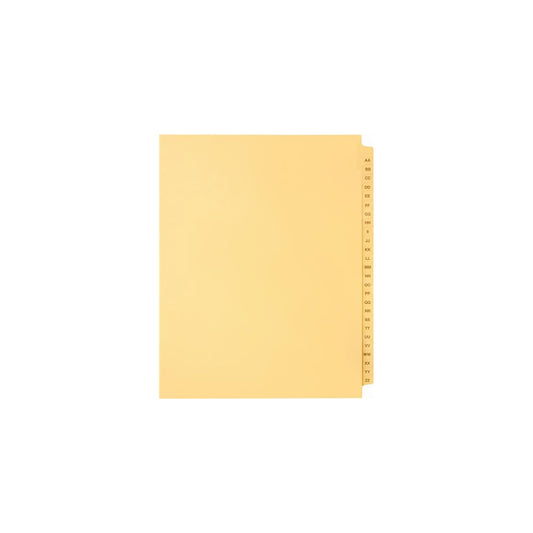 Onglets Sterling Alpha Sets, lettres AA à ZZ, chamois, format lettre, coupe 1/26e, 26/jeu, 1/pqt
