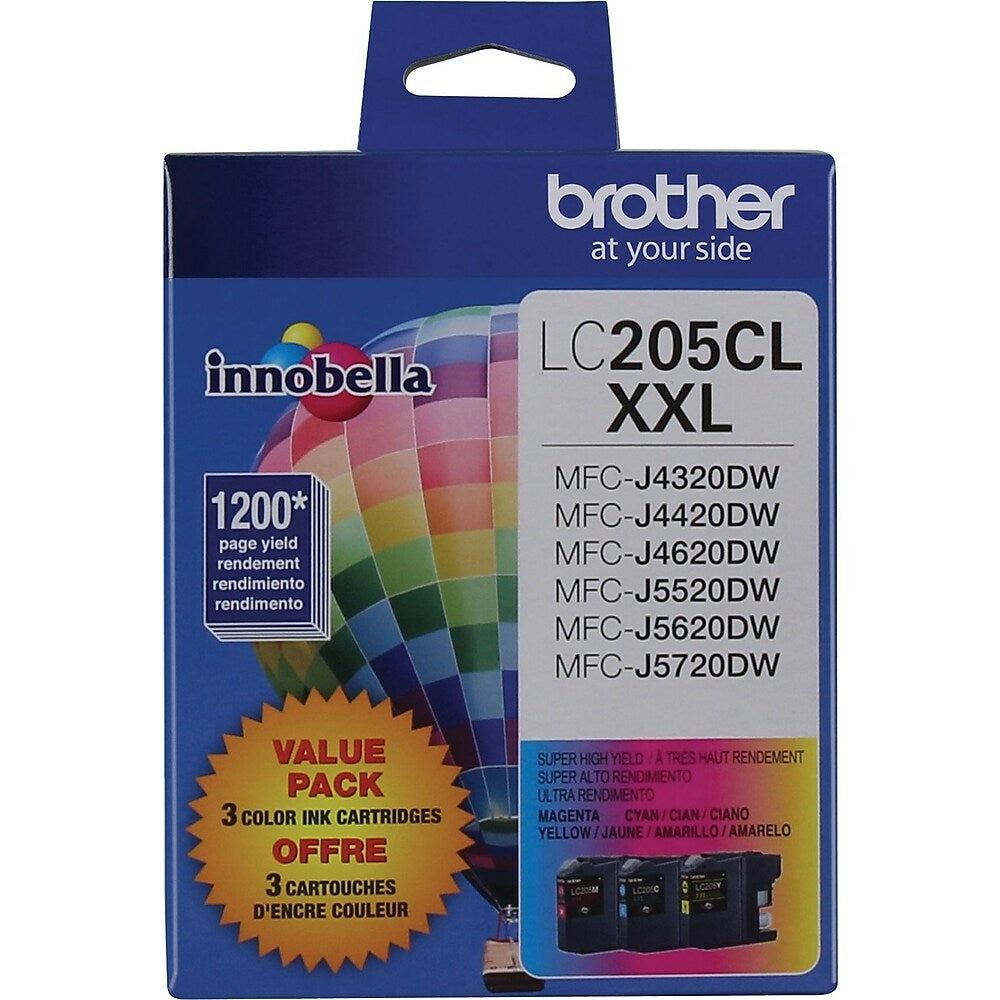 Brother LC205 TriColour Ink Cartridges, 3 Pack (LC2053PKS)