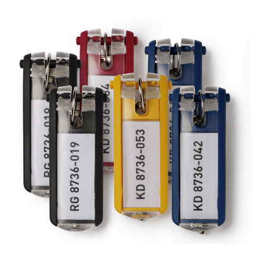 Porte-clés en plastique durable - Couleurs assorties - Lot de 6