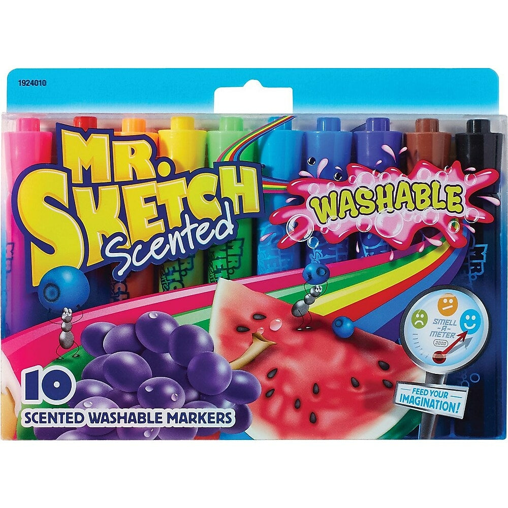 Mr. Sketch Scented Washable Markers, Chisel-Tip, Assorted Colours, 10 Pack