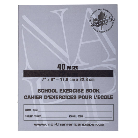Cahiers d'exercices North American Paper Inc. - 7" x 9" - Quadrillé - Carré 4-1 - 40 pages - Paquet de 25