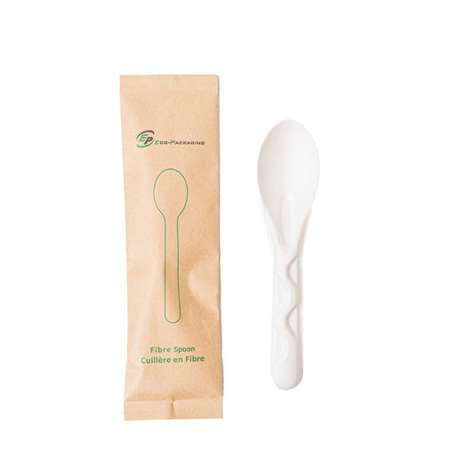 Eco-Packaging Wrapped Sugarcane Fibre Spoon - 5.5" - 500 Pack