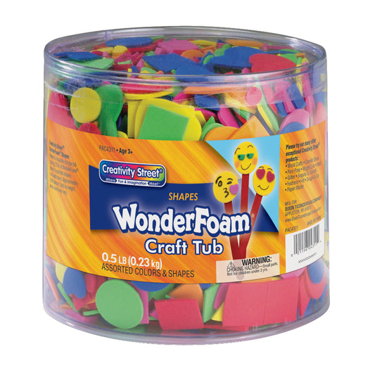 Creativity Street WonderFoam Craft Tub, Foam Shapes, Assorted Sizes, 227g.