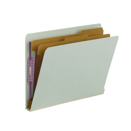 Chemise de classement Smead 25 pts avec 2 intercalaires et extension de 5 cm (2 po) - Format lettre - Gris/vert
