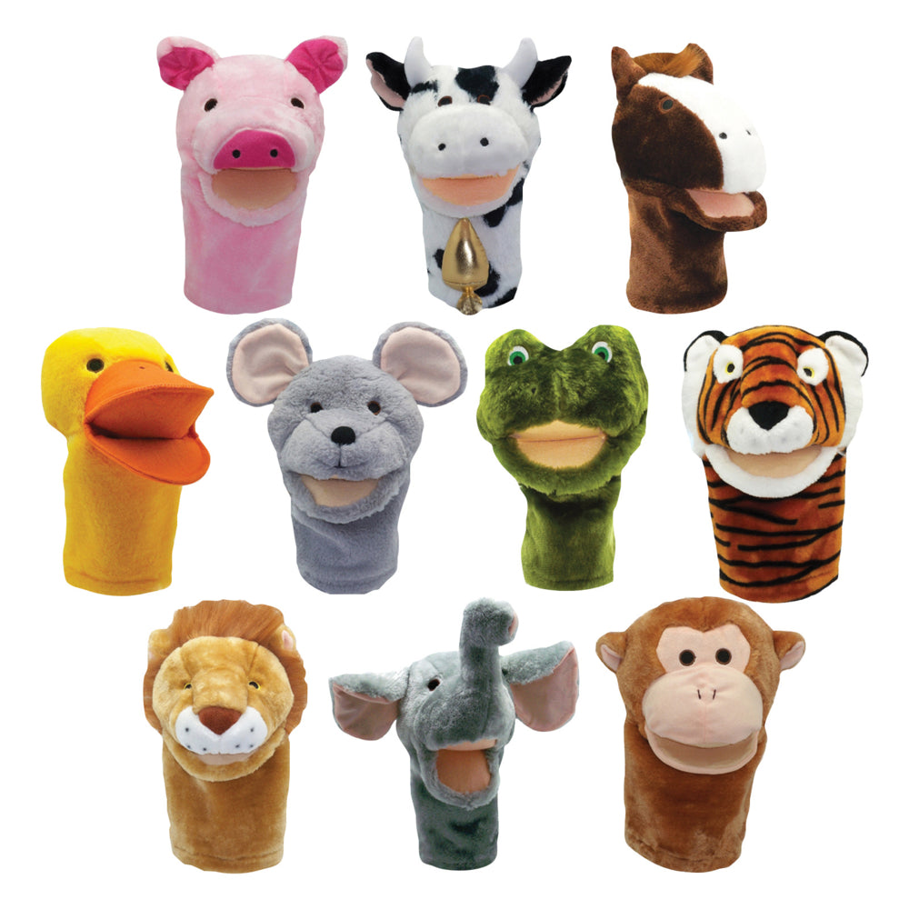 Get Ready Kids Plushpups Bigmouth Animal Hand Puppets - 10 Pack