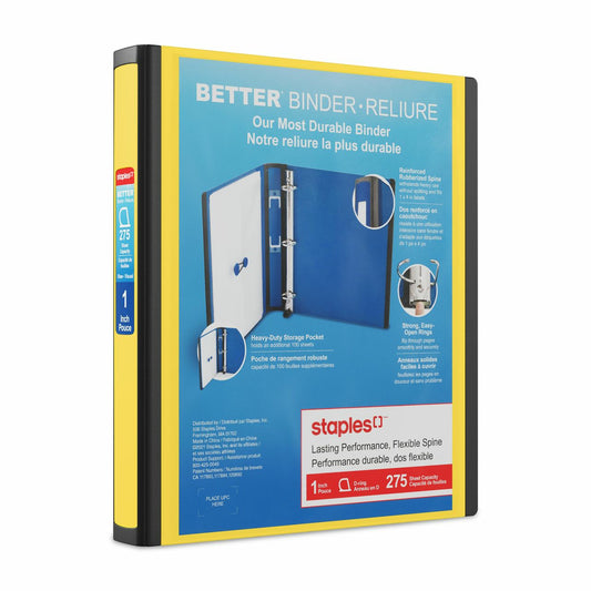 Staples Better Binder - 1" - Yellow