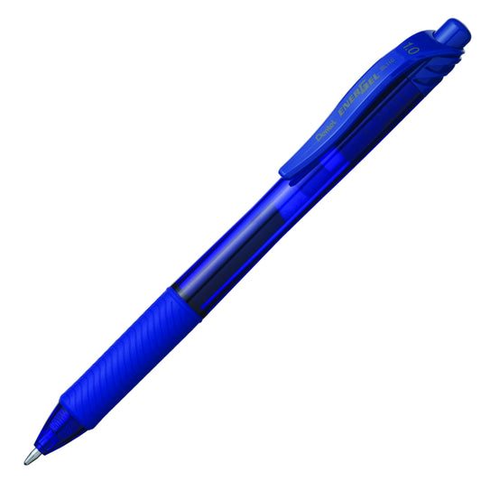 Stylo roller à encre gel rétractable Pentel EnerGel-X - Pointe métallique de 1,0 mm - Encre bleue - Lot de 12
