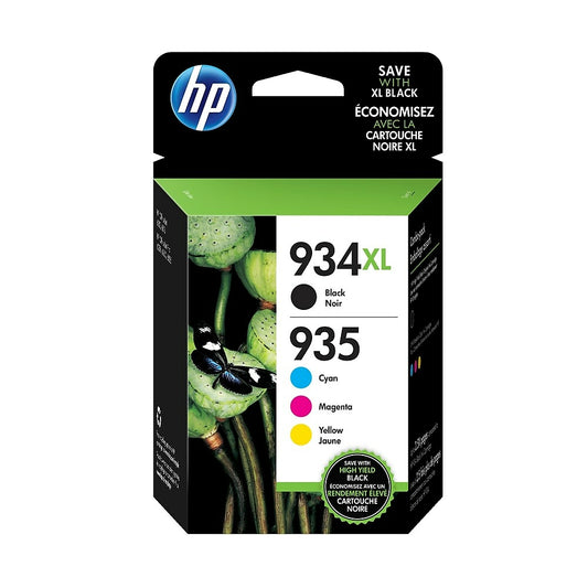 Cartouches d'encre d'origine HP 934XL noir haute capacité et 935 cyan, magenta et jaune, lot de 4 (N9H66FN)