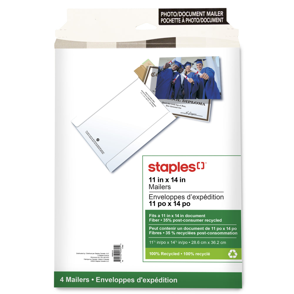 Staples Photo Mailers - 11" x 14" - 4 Pack